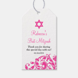 Étiquettes-cadeau Faveur élégante de bat mitzvah de Flourish de