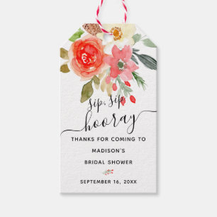Étiquettes-cadeau Faveur Florale Sip Sip Hourra pour la Mariée