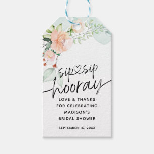 Étiquettes-cadeau Faveur Florale Sip Sip Hourra pour la Mariée