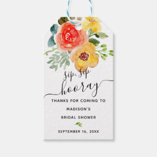 Étiquettes-cadeau Faveur Florale Sip Sip Hourra pour la Mariée