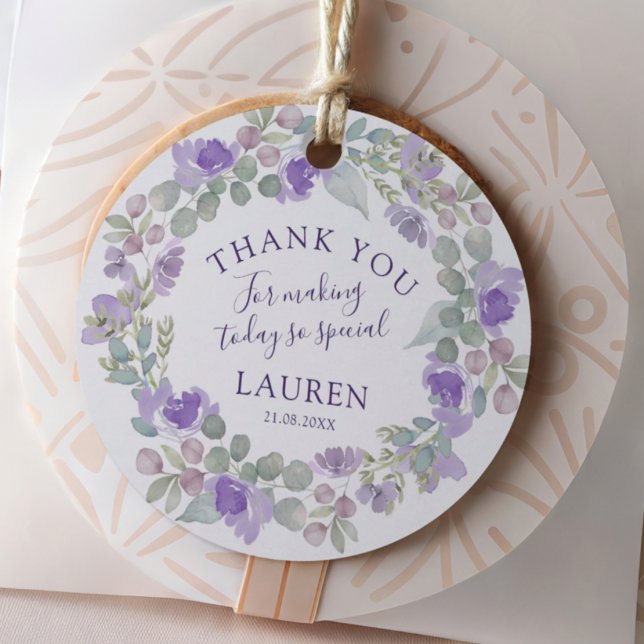Étiquettes Cadeau Faveur florale violette Boho (Créateur téléchargé)