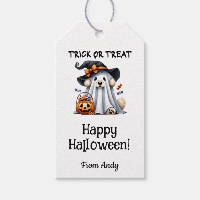 Étiquettes-cadeau Faveur personnalisée 'Trick or Treat Joyeux Hallow (Devant)