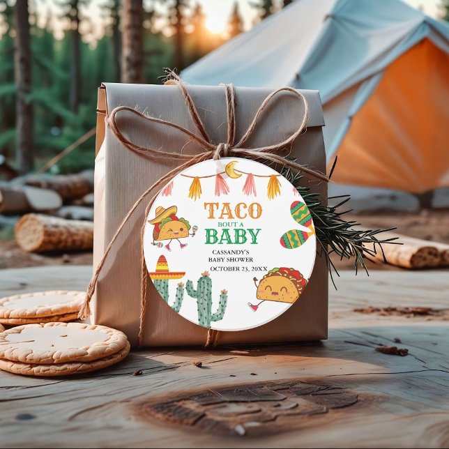 Étiquettes Cadeau Faveurs de Baby Shower Taco pour bébé mexicain (Créateur téléchargé)