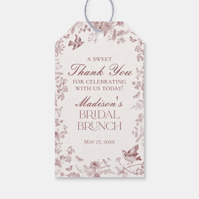 Étiquettes-cadeau Faveurs de Bourgogne Toile de Jouy Floral pour un  (Dos)