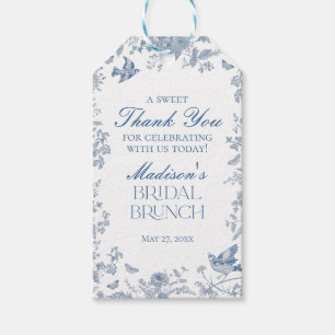 Étiquettes-cadeau Faveurs de brunch de mariage à toile de Jouy bleue
