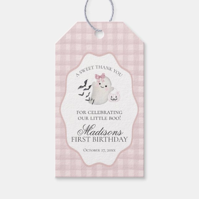 Étiquettes-cadeau Faveurs de fête d'anniversaire fantôme Little Boo  (Devant)