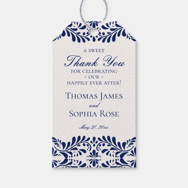 Étiquettes-cadeau Faveurs de fête de mariage en carreaux de Talavera (Devant)