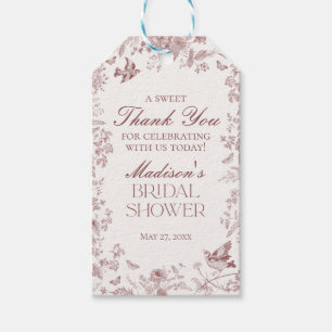 Étiquettes-cadeau Faveurs de Mariage Florales Toile De Jouy Bourgogn