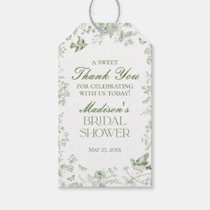 Étiquettes-cadeau Faveurs de Mariage Florales Vert Toile De Jouy