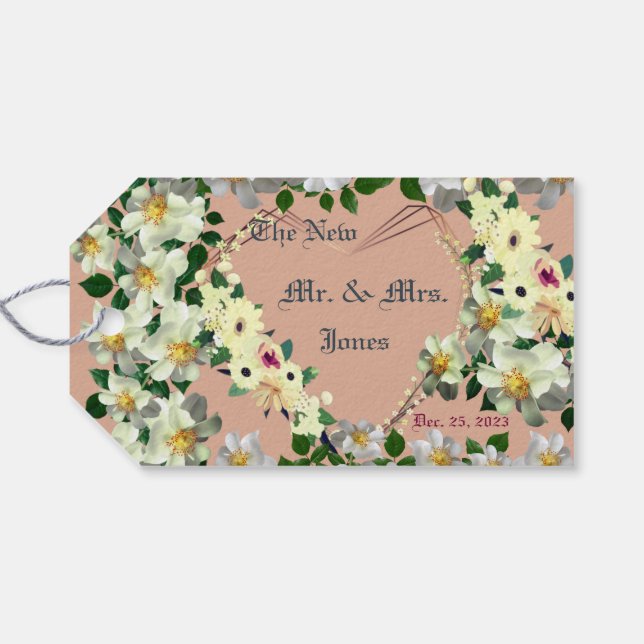 Étiquettes-cadeau Faveurs de mariage - Rose Dusty (Dos (Horizontal))