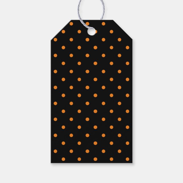 Étiquettes-cadeau faveurs de points oranges noirs Halloween  (Devant)