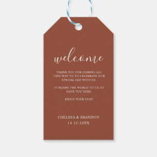 Étiquettes-cadeau Favor de bienvenue de mariage Terracotta Brûlé Ora