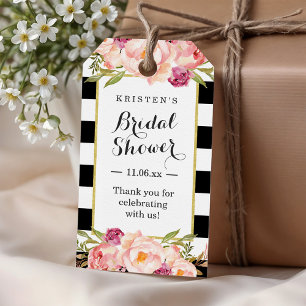 Étiquettes-cadeau Favor de Fête de Mariage avec Décor Floral et Rayu
