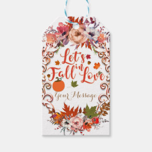 Étiquettes-cadeau Favor de mariage floral automnal Amour à partager