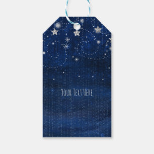 Étiquettes-cadeau Favori de fête céleste étoilé bleu clair et argent