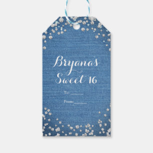 Étiquettes-cadeau Favori de fête Paillettes éparpillées Glam Denim &