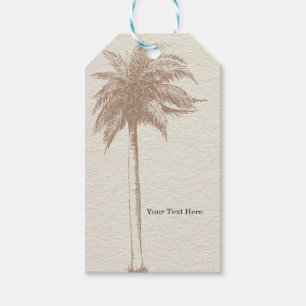 Étiquettes-cadeau Favori de mariage de plage de palmier marron vinta