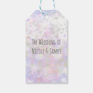 Étiquettes-cadeau Favori de mariage irisé blanc scintillant Glam