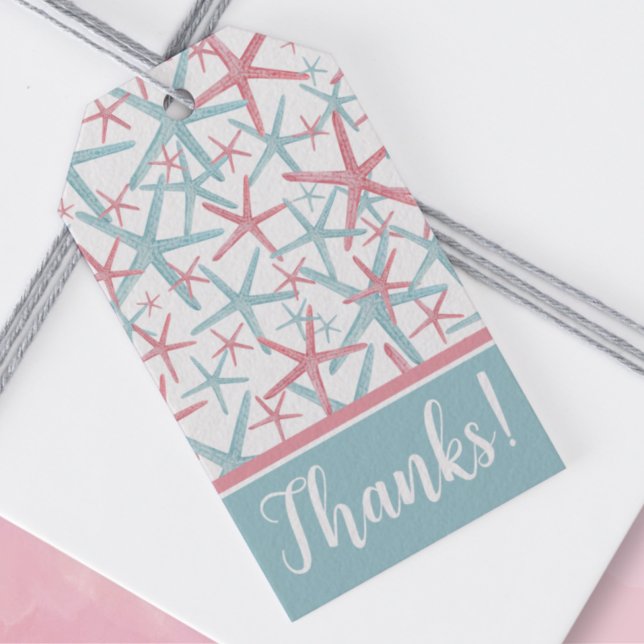 Étiquettes-cadeau Favori de remerciement de plage à l'aquarelle côti (Cute Favors Coastal Watercolor Gender Reveal Party Gift Tags)