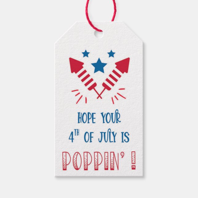 Étiquettes-cadeau Favori du 4 juillet Rouge Blanc Bleu (Devant)