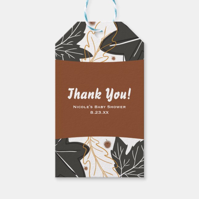 Étiquettes-cadeau Favori Feuilles d'automne et glands Fantaisie (Devant)