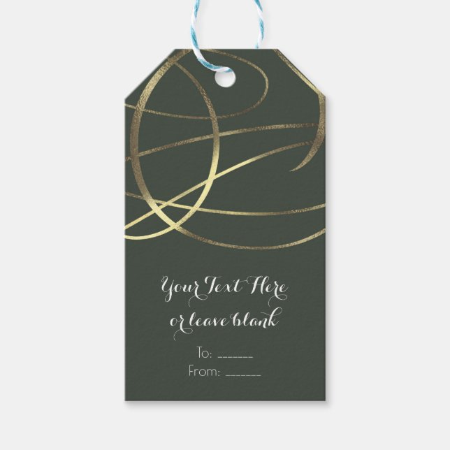 Étiquettes-cadeau Favori personnalisé Olive Army Green & Gold Faux F (Devant)