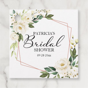 Étiquettes Cadeau Favoris de Fête de Mariage Géométrique Fleurs Blan