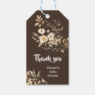 Étiquettes-cadeau Favoriser le tag cadeau baby shower de fleurs beig