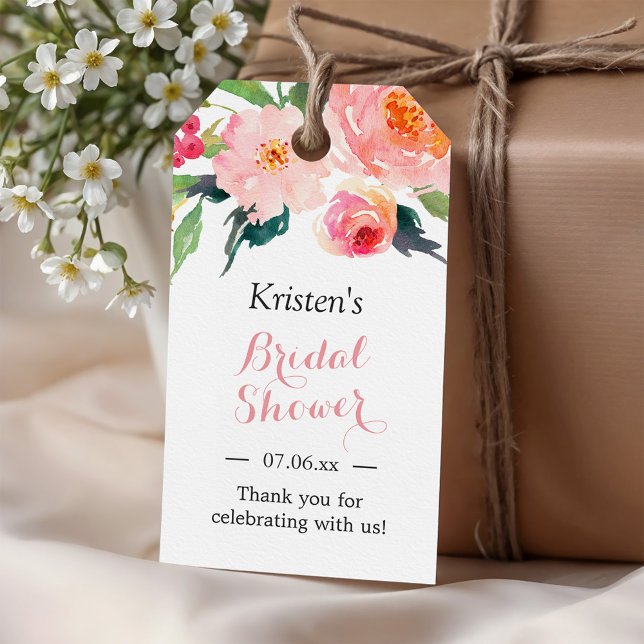 Étiquettes-cadeau Favour de mariage décor floral aquarelle moderne (Créateur téléchargé)