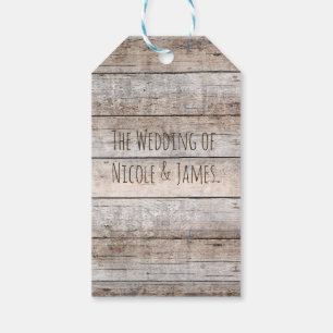 Étiquettes-cadeau Favour de mariage en bois de campagne à lumière ru