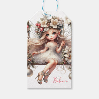 Étiquettes-cadeau Fée de Noël blanche