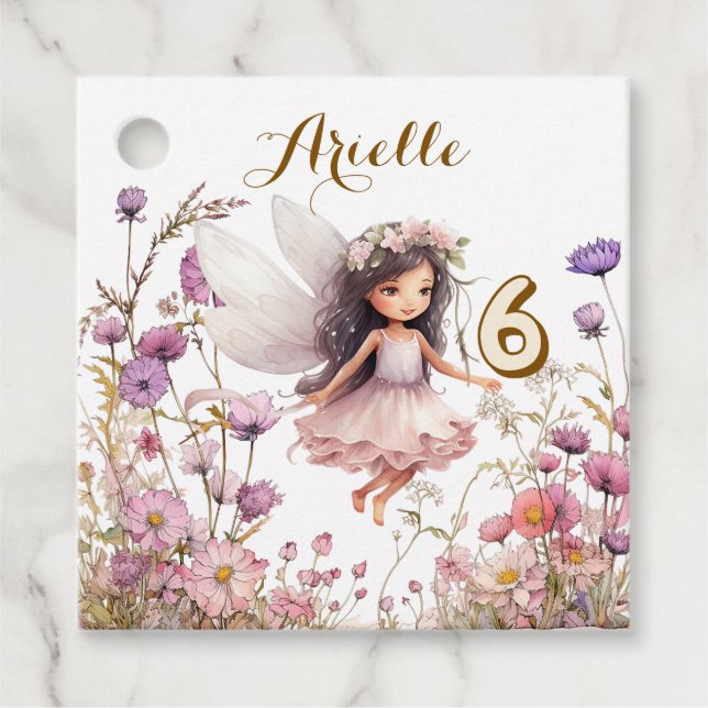 Étiquettes Cadeau Fée lavande fleur sauvage pixie anniversaire (Devant)