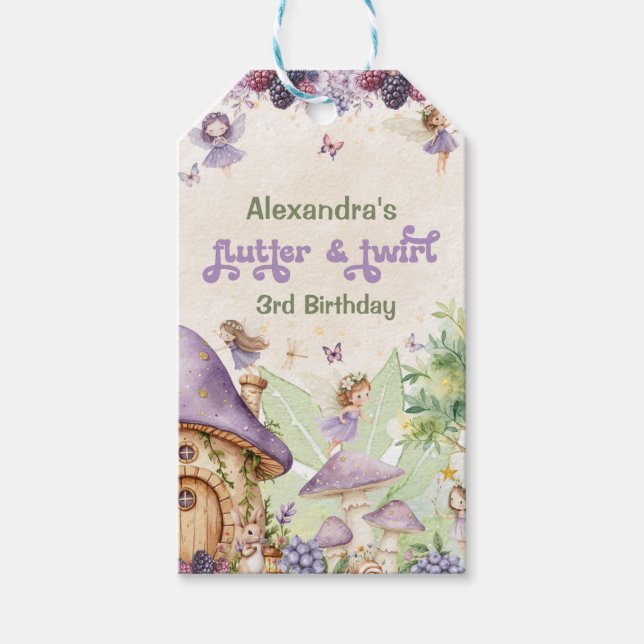 Étiquettes-cadeau Fée Papillon de la Mûre 3e Anniversaire (Devant)