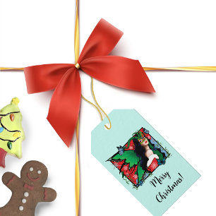 Étiquettes-cadeau Fée Solstice Rouge Vert Noël