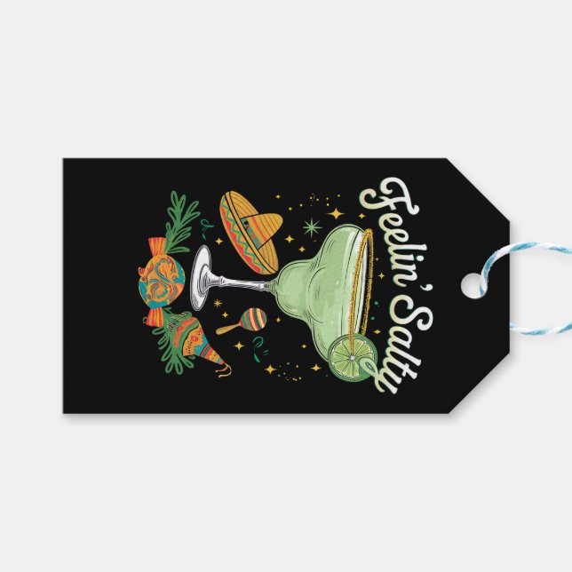 Étiquettes-cadeau Feelin' Salty Margarita Funny Cinco De Mayo (Devant (Horizontal))