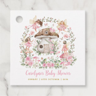 Étiquettes Cadeau Fées de forêt enchantées Fée rose Floral Baby Girl