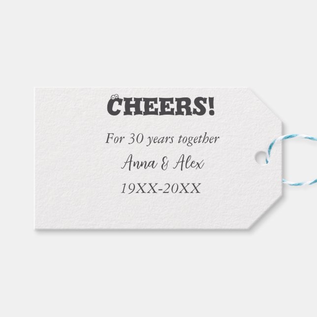 Étiquettes-cadeau Félicitations à 30 ans ensemble anniversaire ajout (Devant (Horizontal))