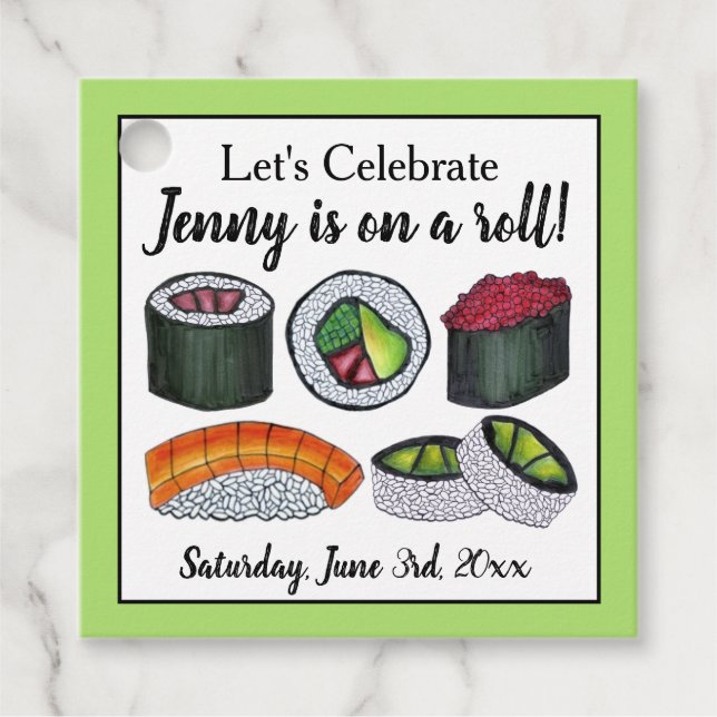 Étiquettes Cadeau Félicitations à l'occasion d'une marche (Sushi) (Devant)