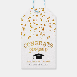 Étiquettes-cadeau Félicitations aux diplômés d'or et de blanc