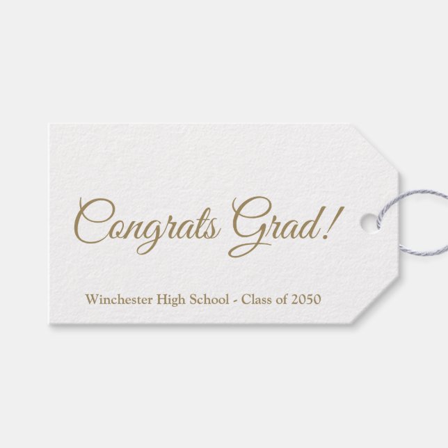 Étiquettes-cadeau Félicitations cours d'écriture d'or année scolaire (Devant (Horizontal))