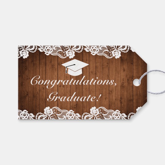 Étiquettes-cadeau Félicitations de remise de diplôme en dentelle bla (Devant (Horizontal))
