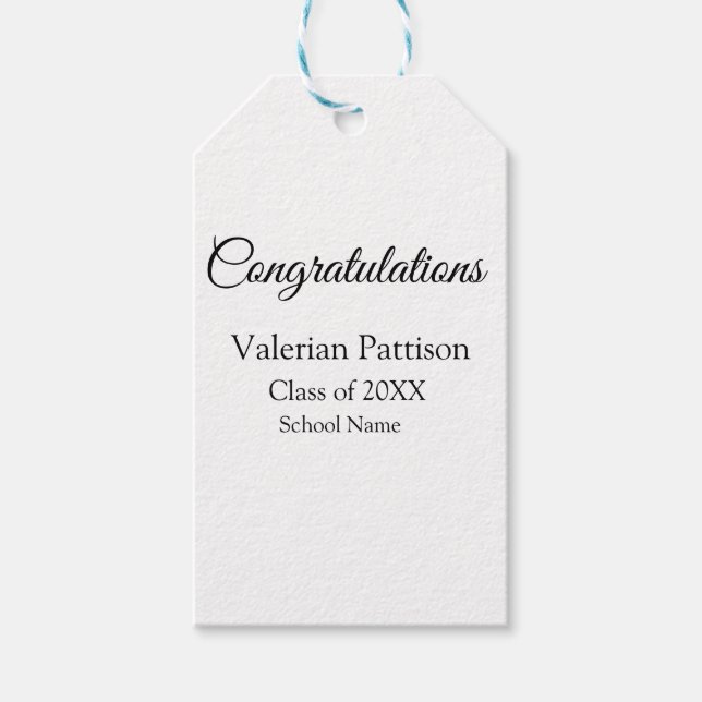 Étiquettes-cadeau Félicitations diplômé ajouter le nom de l'école si (Devant)