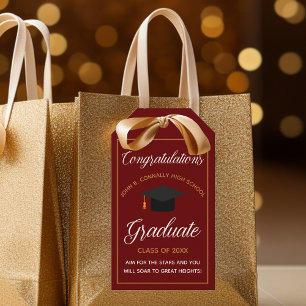 Étiquettes-cadeau Félicitations Diplômé Rouge Or 2023 Remise des dip