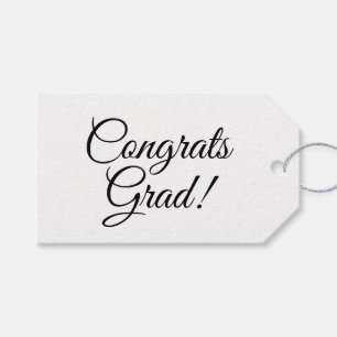 Étiquettes-cadeau Félicitations gris blanc noir script personnalisé 