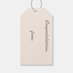 Étiquettes-cadeau Félicitations Linen-Colored (script)