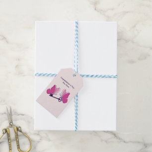 Étiquettes-cadeau Félicitations Nouvelle Maison Clé Papillons Roses