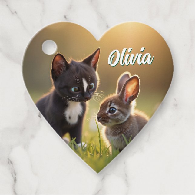 Étiquettes Cadeau Felini & Fluffy : Un conte de Pâques de deux amis (Devant)