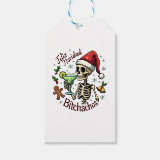 Étiquettes-cadeau Feliz Navidad Bitchachos Funny Skull Spanish Merry