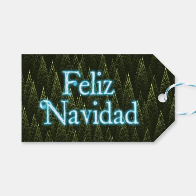 Étiquettes-cadeau Feliz Navidad - Conifers (Devant (Horizontal))