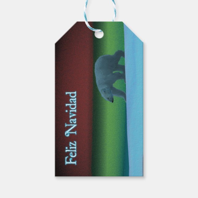 Étiquettes-cadeau Feliz Navidad - Ours polaire (Devant)